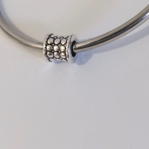 Silver Studded Spacer Charm for Pandora Style Bracelet - Picture 2 of 2